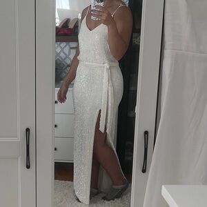 Retrofete Sequin White Maxi Dress